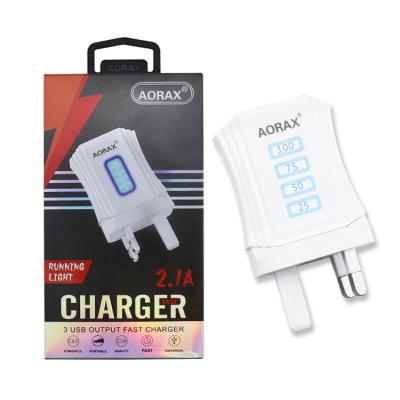 China Cell Phone Wholesale For Samsung UK 3 Plug Quick Charger USB Wall Charger Mobile Travel Charger White for sale