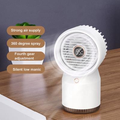 China Large Hotel 350Ml Capacity Battery Cooling Water Jet Humidifier Mini Fan Usb Desktop Turbo Led Fan for sale