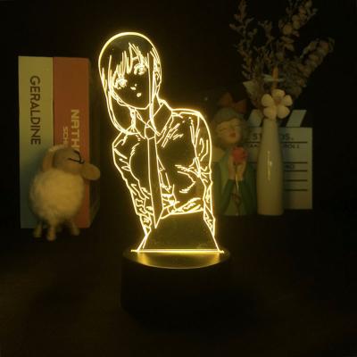 China Industrial 3d Led Night Lamp Anime Chainsaw Man Makima For Bedside Manga Chainsaw Man Led Light Bedroom Decor Kids Birthday Gift for sale