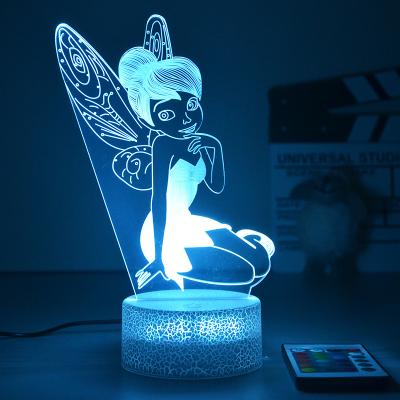 China 3D Industrial Princess Night Light Decor Bedside 16 Colors Changing Lamp Remote Control &Smart Touch 3D Illusion Slot Base Lamp for sale