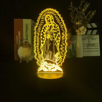 China Best Jesus Christ Hinduism Table Lamp 16 Color Touch Switch Industrial Virgin Mary Lamp Religion 3D LED Night Light For Gifts Christmas for sale