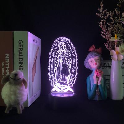 China Sincere Christian Gift Gathering Decor Jesus APP Control 3D Image Illusion Night Light RGB Industrial Color Changing Night Light Room LED Lamp for sale