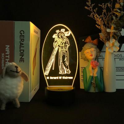 China Jesus Night Light Industrial 3D Stunning Jesus Acrylic Shape Led Small Night Light Christmas Gift Home Decoration for sale