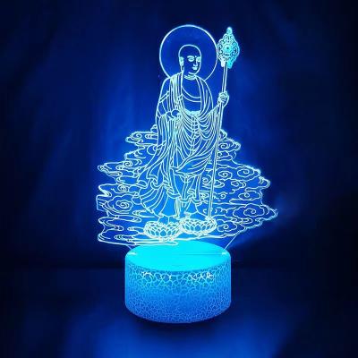 China Industrial Buddha Statue 3D Night Light For Gift Buddhist Lamp LED Souvenir Buddhism Decor Believers Acrylic Table Light for sale