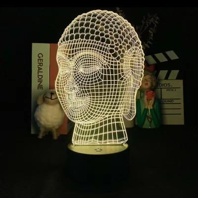 China Optical Illusion LED Industrial Light 3D Night Light Commercial 3D Buddha Gift Light for sale