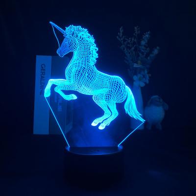 China Industrial 3D LED Unicorn Night Lamp Light for Kids and Lover Unicorn Lamp 16 Colors Change with Remote Present Valentine's Day Birthday for sale