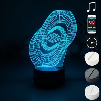 China Industrial Abstract Geometry 3D Art Illusion Lamp USB Button Switch Baby Sleep Night Light for sale