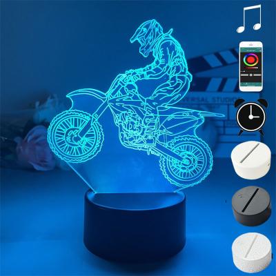 China Industrial Motor Shape Table Lamp Touch Night Light 7 Colors Changing Light USB 3D LED Sleep Acrylic Lamp Lamparas Motorcycles for sale