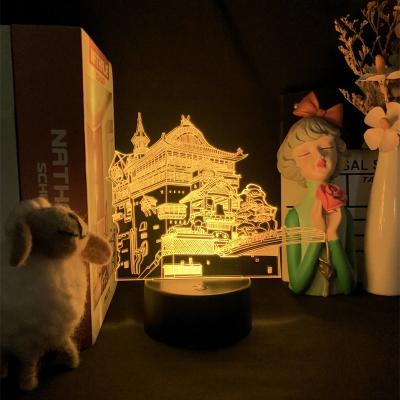 China Industrial Led Changing Night Light Temple Castle Palace Bedroom Decor Mosque Lampara Home Night Light for Ramadan Gift Muslim Lamp 3d for sale