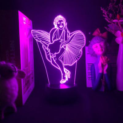 China Industrial Sexy Marilyn Monroe 3d Lamp 7 Color Led Night Lights For Kids Touch Led Lampara Baby Sleep Nightlight Usb Table Lamp for sale