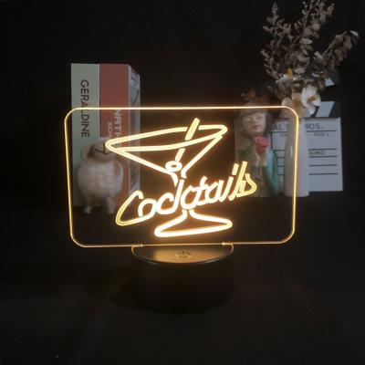 China Industrial Bar Signature Cocktail Projector Delivery 3D Night Light BT Control For Kid Changing Base Directly Luminous Color Supply for sale