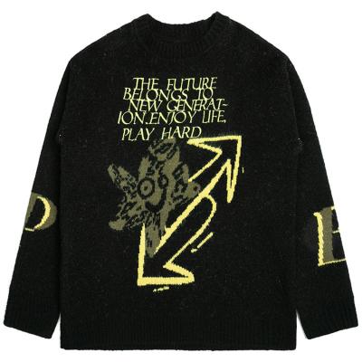 China Custom DiZNEW Winter Jacquard Knitwear Anti-Shrink Wadding Black Knit Sweater Man for sale