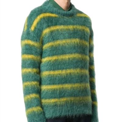 China Anti-pilling 2022 Mens Sweaters Custom Design Long Sleeve Knitted Mens Mohair Sweaters Green Fuzzy Sweater For Men Knitwear for sale