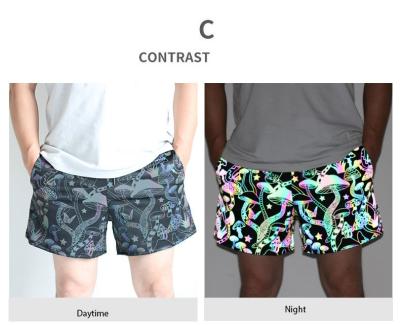 China Anti-wrinkle Men's Night Light Reflective Shorts All Hip Hop Reflective Shiny Glow Shorts Beach Short Pants For Reflective Running Shorts for sale