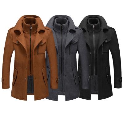 China Autumn And Winter New Custom Men's Double Collar Woolen Warm Anti-wrinkle Plus Size Long Coat Windproof Jacket For Men for sale