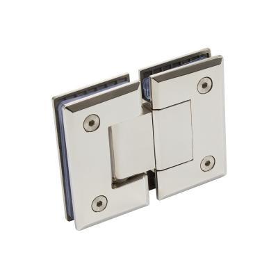 China Modern Stainless steel glass to glass hinge bevel edge 180 degree glass clamp for sale