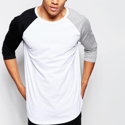 China High quality wholesale white bulk white anti-pilling 3/4 sleeve raglan t-shirts with long sleeve for sale