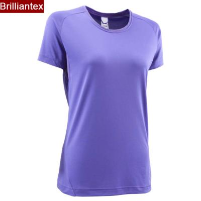 China Wholesale Breathable Purple Anti-pilling Color Polyester Spandex Sports Plain T-shirt For Women for sale