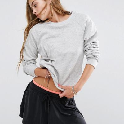 China Wholesale Custom Plain Anti-pilling Gray Top Crop Hoodies Sweatshirts Women for sale