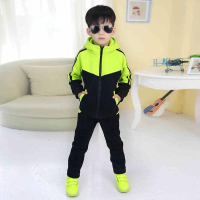 China 2014 Latest Boy Fleece Hoodie Casual Fancy Neon Yellow Solid Color Kids Fleece Pants Clothing Sets for sale