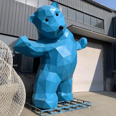 China China Garden Metal Bear Statue Large Stainless Steel Statues Polished Animal Sculpture for sale