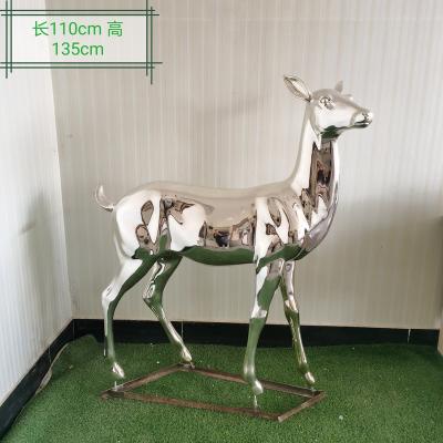 China Europe Garden Life Size Stainless Steel Deer Sculpture Large Outdoor Decorative Animal Metal Statue for sale