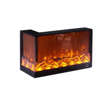 China Modern Custom L Shape Decorative Flame Double Sided Electric Fireplace 2 Sided Electric Fireplace for sale