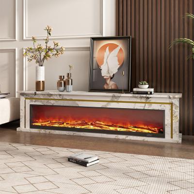 China Modern Wholesale Custom Made Carrara Marble Decorative Led Electric Fireplace Fireplace TV Stand With TV Stand for sale