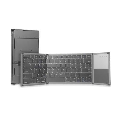 China B066 Mini BT Wireless Portable Triple Ultrathin Keyboard Folding Wireless Keyboard with Touchpad for Mac Book IOS Android Windows iPad for sale