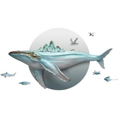 China Modern Modern Three-dimensional Whale 3D Relief Painting Sofa Background Living Room Decoration Minimalist for sale