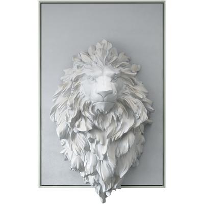 China Modern Simple White Lion Head Porch Decorative Painting Three-Dimensional 3d Mural Restaurant Aisle Corridor Modern Background Wall for sale