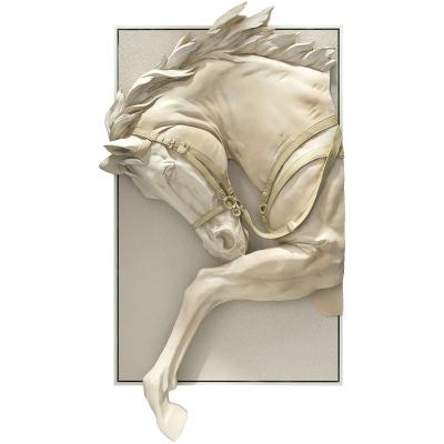 China Modern Three-Dimensional Horse Relief Sofa Background Wall Painting 3d Entrance Decoration Painting Living Room for sale