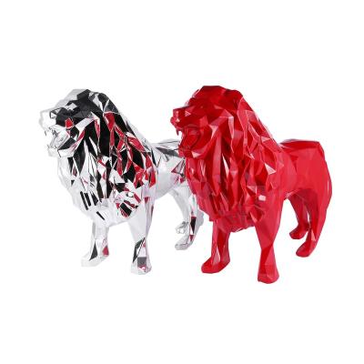 China Wholesale Geometric Lion Art Deco Statue Resin Ornament Resin Sculpture For Home Desk Lion Decoration for sale