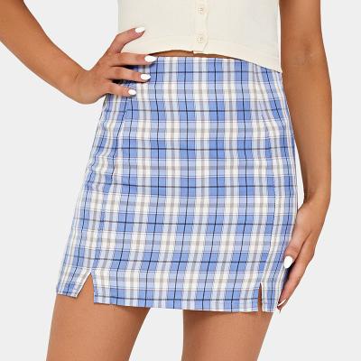 China Wholesale Custom New Arrival Fashion Women's High Waisted SKIRTS Outdoor Activities Split Edge Plaid Mini Tennis Skirt for sale