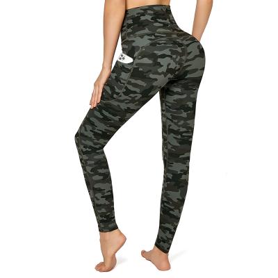 China High Waist Amy Green Camo Yoga Leggings Logo Yoga Wear Soft Breathable Fitness Gym Workout Butt Lift Custom Wholesale Printed for sale