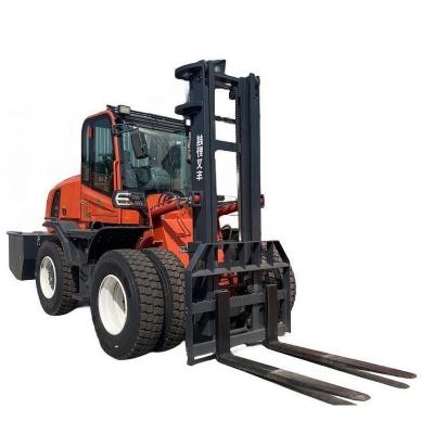 China High Efficiency Forklift Diesel 5 Ton 7ton Cushion Tire Off Road Forklift With 2 3 Stage Mast And Side Shift for sale