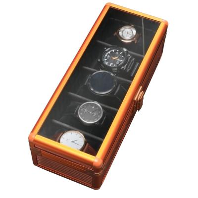 China Aluminum Watch Box Watch Gift Box 5 Grid Slots Jewelry Watches Display Storage Box for sale