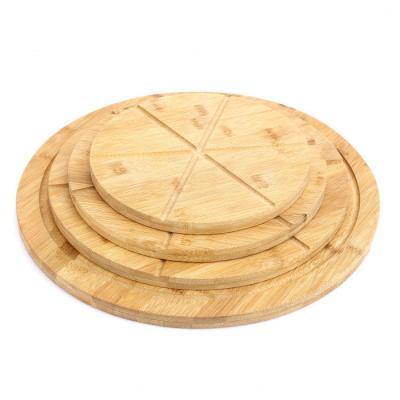 China Sustainable Round Shape Bread Cutting Board Household Pizza Natural Bamboo Skin for sale