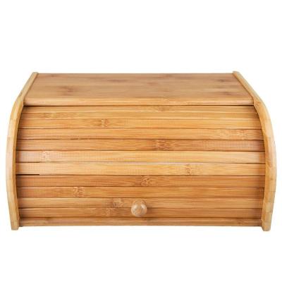 China Large Capacity Kitchen Storage Sustainable Bamboo Bread Bin With Door Opener for sale