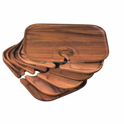 China Excellent quality durable acacia wood nesting wine glass tray for sale