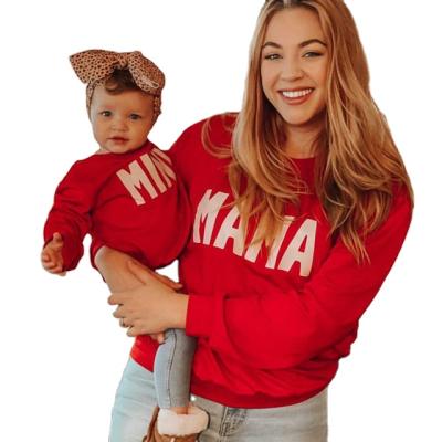 China 2021Fall Anti-wrinkle Sweatshirt Mini Print Mama Mother Daughter Long Sleeve Family Matching Outdoor Casual Mommy And Me Baby Hoodies for sale