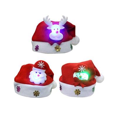 China Christmas Decoration Supplies Wholesale Cheap Amazon Navidad Sombreros Led Light Up Brushed Felt Adult Hat Santa Claus Hat With Cloth Kids Christmas Ligh for sale