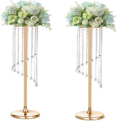 China CLASSIC Road Lead Metal Table Vase Crystal Wedding Centerpiece Event Flowers Acrylic Stand For Hotel Party Home Decoration for sale