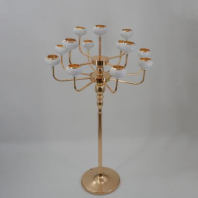 China Gold Weddings Candelabras 1PM Candle Holders Metal Candlesticks For Wedding Centerpieces Event Party Decoration for sale