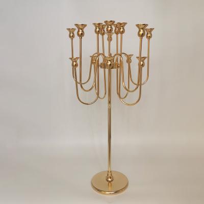 China Luxury Weddings Metal Candelabra 15 Heads Candlestick Wedding Table Centerpiece Candle Holder Party Decor for sale