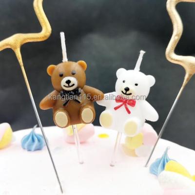 China Birthdays Teddy Bear Birthday Candles Cute Brown Bear With Bow Tie Birthday Candle for sale