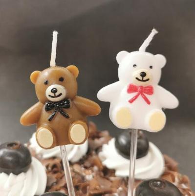 China Mini Cartoon Scented Bear birthdays shaped birthday cake decoration candle for sale