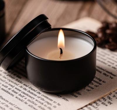 China Mini Scented Candle Bedroom And Bathroom Black Candle Tins Scented Candles for sale