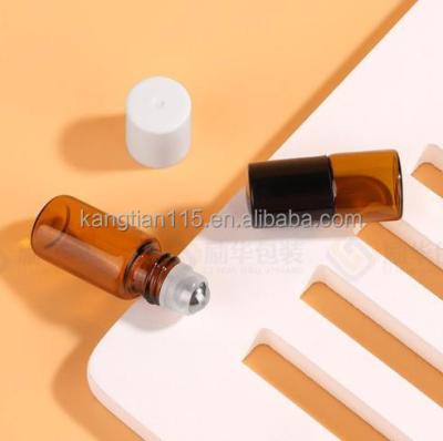 China Cosmetic Cosmetic Packaging 2ml Amber Glass Roll on Bottle for Essential Oils for sale