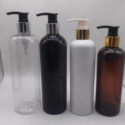 China 250ml Pet Plastic Cosmetic Shampoo Lotion Pump Bottle With Gold And Silver Lotion Pump for sale